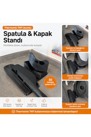 Thermomix Tm7 Uyumlu Spatula Ve Kapak Standı Mutfak Tezgahı Organizeri 3d Tasarım