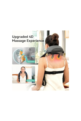 Snailax Rahatlatıcı Isıya Sahip Kablosuz Boyun Ve Omuz Masajı, Yükseltilmiş 6d Derin Doku Yoğurma, Boyun İçin Shiatsu Sırt Masajı Yastığı, Sonbahar, Erkekler İçin Hediyeler, Kadınlar