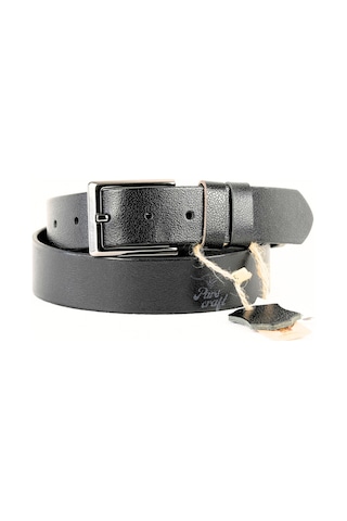 Parscraft Hakiki Manda Derisi Erkek Kemer 3.5 CM Siyah Klasik Kumaş Kemeri Siyah