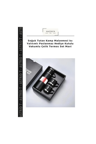 Soğuk Tutan Kamp Malzemesi Isı Yalıtımlı Paslanmaz Hediye Kutulu Vakumlu Çelik Termos Set Mavi Çok Renkli
