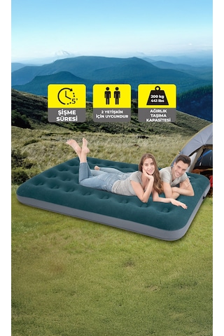 Terravıta Çift Kişilik Şişme Yatak Dahili Ayak Pompası 191 x 137 x 22 CM 24131 Lacivert