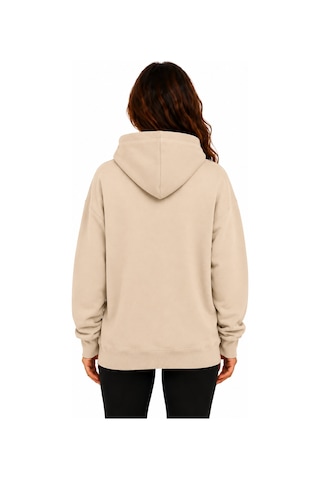 Herkesemoda Xoxo Baskılı Kapüşonlu 2 İplik Şardonlu Sweatshirt Bej