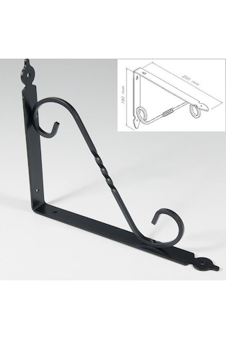 Ferforje Dekoratif Raf Altı Raf Ayağı Konsol Siyah 25 Cm N11.25935