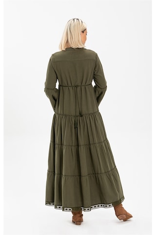 Uzun Kol Seçil Pazen Uzun Elbise Haki Hk