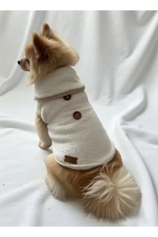 2AS Bej Kışlık Peluş Köpek Yeleği, Sıcak Tutan Yumuşak Polar Kıyafet Açık Gri