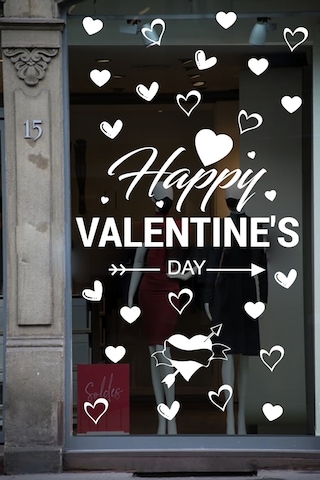 Happy Valentine's Day Sevgililer Günü Sticker Kalp, Love, I Love You Cam, Duvar Sticker Etiket Seti-4 Renkli