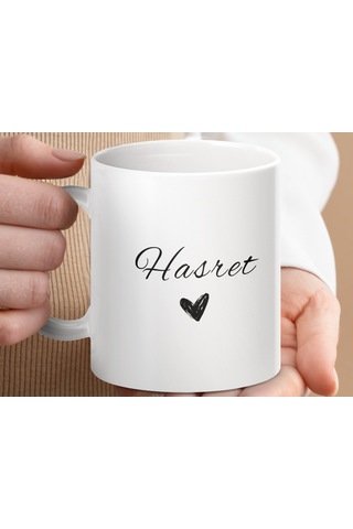 Hasret İsimli Kupa Bardak, İsimli Bardak, Hediye Kupa Bardak, Kahve Kupa Bardak Beyaz