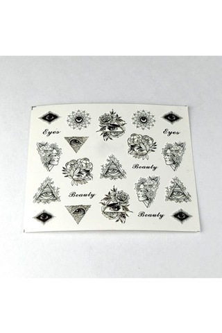 Ay Yıldız Piramit Göz Figürleri Içeren Tırnak Dövmesi Sticker Çoklu Dövme