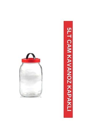 5 Litre - 5000 Cc Cam Kavanoz Kapaklı - 1 Adet 5000cc1adet Genel