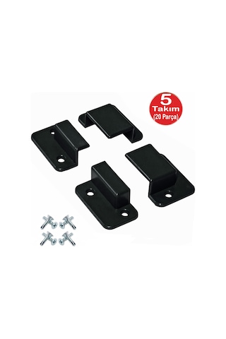 Siyah Pimapen Pencere Sineklik Montaj Aparatı Köşe Kenar Bağlama Pabucu 5 Takım Set 10x20 Profillere Uygun