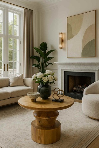 Dekoratif Ahşap Renk Orta Sehpa Ahşap Mantar Model Meşe