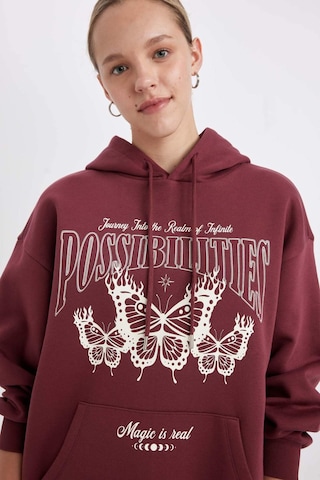 Defacto Oversize Geniş Kalıp Kapüşonlu Baskılı Kalın Sweatshirt C7816ax24wnbr237 Bordo