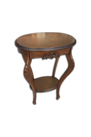 Fiskos Çiçeklik Oyma OVAL Model Ihlamur ağacı ayak Parlak Ceviz MDF tabla EL Yapım