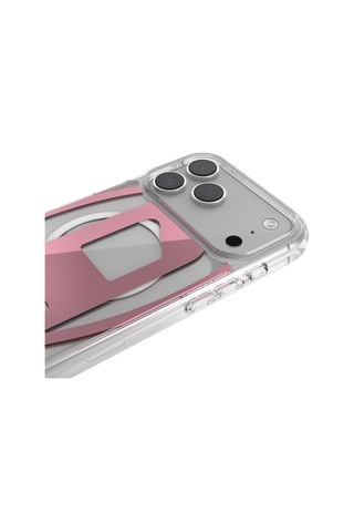 Diesel Apple iPhone 17 Pro Max Uyumlu Magsafe Destekli Oval D Metalik Kılıf - Pembe