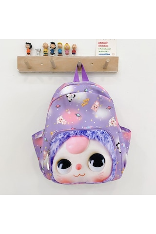 Sevimli Karikatürlü Sırt Çantası, Anaokullu İçin Hafif Ve Büyük Kapasiteli Mor