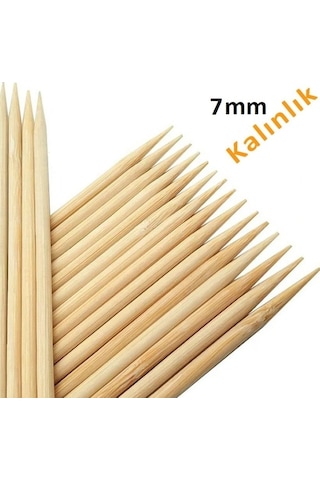 Hayal Sepeti Bambu 7mm Kalın Ahşap Çöp Şiş Çubuğu 40 Cm - 20 Adet