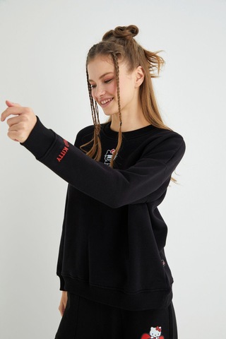 Hello Kitty Lisanslı Baskılı Kalın Oversize Sweatshirt Çok Renkli