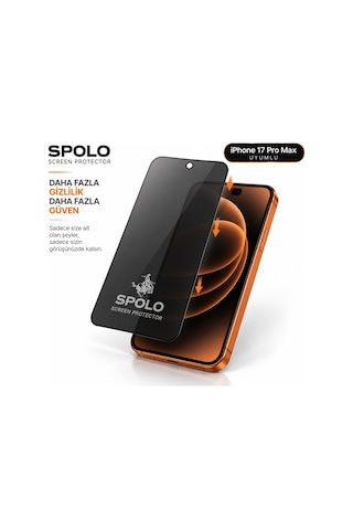 Spolo Apple iPhone Uyumlu 17 Pro Max Hayalet Ekran Koruyucu Gizlilik Camı Yan Görüş Önleyici