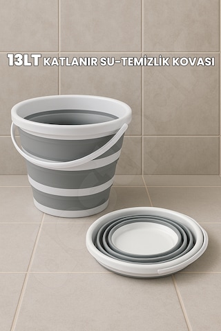 Yer Kaplamaz 13 Lt Katlanır Kova - Temizlik Kovası - Su Kovası