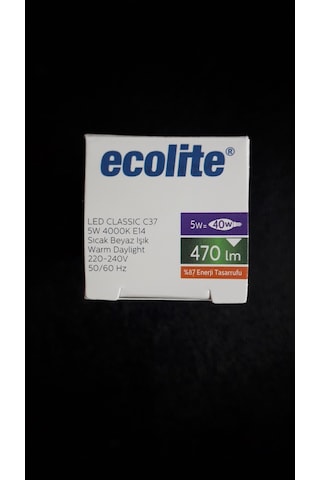 Ecolite 5Li Paket 5W E14 4000K Sıcak Beyaz Işık Led Buji Ampul