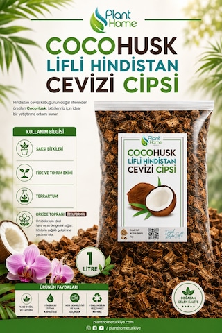 Planthome Powermix Cocohusk Orkide Bakımı Için Hindistan Cevizi Cipsi 1 Litre 1 LT