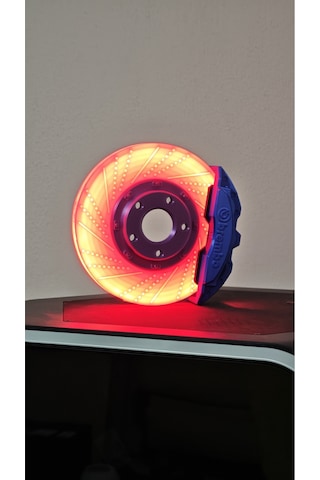 Morfem3d Disk Fren Tasarımlı Dekoratif Lamba Araba Tutkunlarına Özel Masa Üstü Tasarım Kırmızı