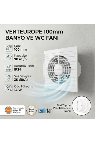 Refined 100 Bd 10 Cm Kapaklı Banyo Wc Aspiratör Havalandırma Fanı Sessiz