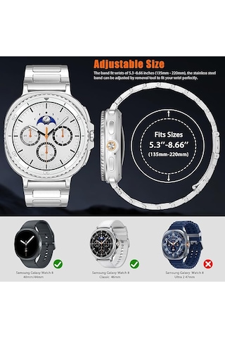 Samsung Galaxy Uyumlu Watch 8 42mm 44mm Classic 46mm Kordon Klipsli Metal Kordon 04 +kısaltma Aparatı