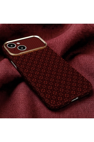 Apple iPhone Uyumlu 14 Kılıf Magsafe Şarj Özellikli Premium Retro Çiçek Desenli Kamera Ve Lens Korumali Velix Sert Pc Kapak Bordo