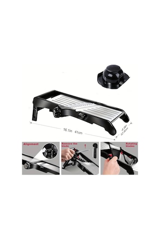 Dashanshop Temmys Manuel Sebze Doğrayıcı Ve Kesici With Brush Gloves Ayarlanabilir Paslanmaz Çelik Bıçaklar Mutfak Rendesi Meyve Patates Soğan 1 Parça