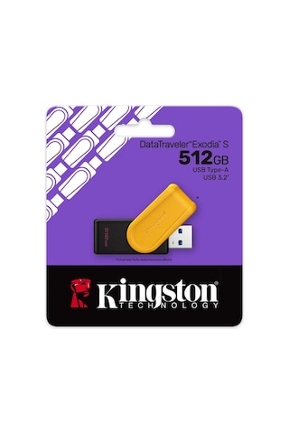 Kingston Dtxs-512gb 512gb Portable Usb 3.2 Gen1 Datatraveler Exodias Black-yellow Flash Bellek Kd