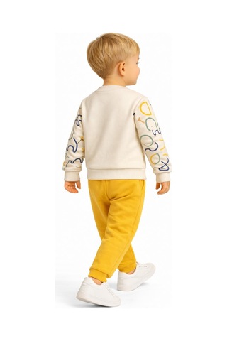 Baglan Erkek Çocuk Önü Baskılı Sweatshirt Ve Eşofman Alt Takım Bgl-st05254 Sarı