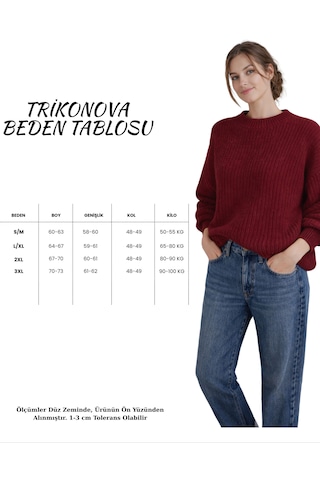 Trikonova Oversize Triko Kazak Bordo