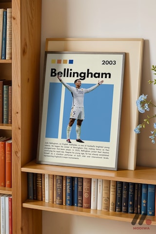 Bellingham Futbol Posteri, Siyah Çerçeveli Duvar Tablosu - Spor Severlere Hediye