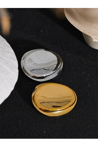 Altın Eetit 37mm Paslanmaz Çelik Metal Yuvarlak Minimalist Broşlar Unisex Takı Erkek Kadın Aksesuar Su Geçirmez 2023 Ücretsiz Kargo Altın