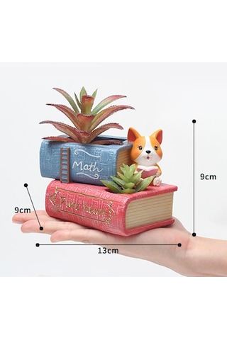 Suntek Magideal Yaratıcı Reçine Etli Saksı Bahçe Ekici Corgi Kitap