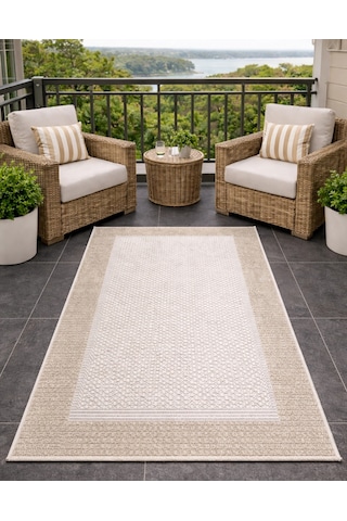 Mess Modern Dekoratif Yumuşak Dokulu Sisal Halı 3945 Krem Vizon Çok Renkli