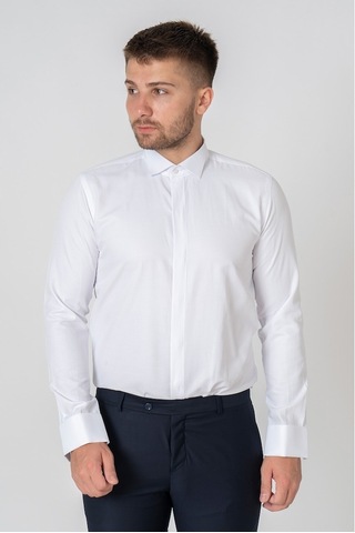 White Stone Venedik Pamuklu Slim Fit Ata Yaka Gömlek Beyaz