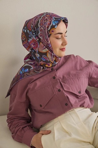 Silk Home Tivil Saf İpek 11504 - 02 Kamuflaj Yeşili Etnik Desen