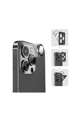 Apple Uyumlu iPhone 17 Pro Wiwu Lens Guard Metal Kamera Lens Koruyucu Siyah