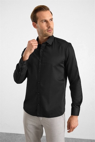 Süvari Siyah Slim Klasik Yaka Düz Casual Gömlek Sgm1008400019-s09