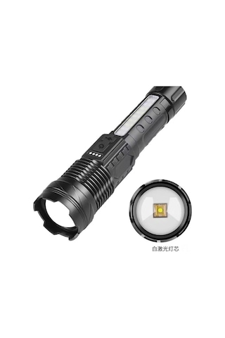 Lemestar 2600 Mah Pil Li-ion Dışarıda Kullanalım 30w Beyaz Lazer Feneri Cob Yan Lambalı Kırmızı-mavi Flash İş Aydınlatması Siyah