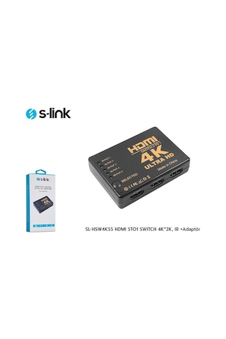 S Link Sl Hsw4K55 Hdmı Switch Bölücü 5 Port 4K*2K. Ir Adaptör
