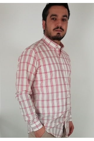 Tousus Slim Fit Ekose Bordo Erkek Gömlek Slm-5028-tss