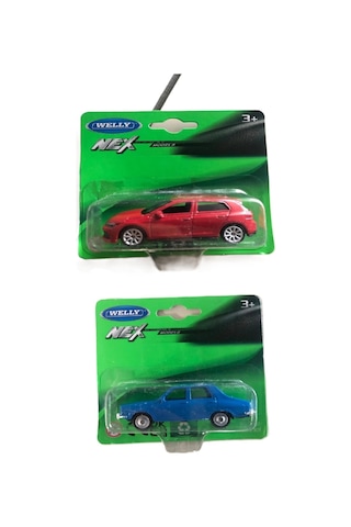 Golf 8 Gti Renault 12 1/64 Ölçek Diecast Metal Model Araba 2li Set Kırmızı