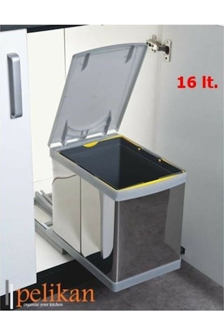 Pelikan Raylı Dolap Içi Çöp Kovası 21700 Paslanmaz Krom 16 L