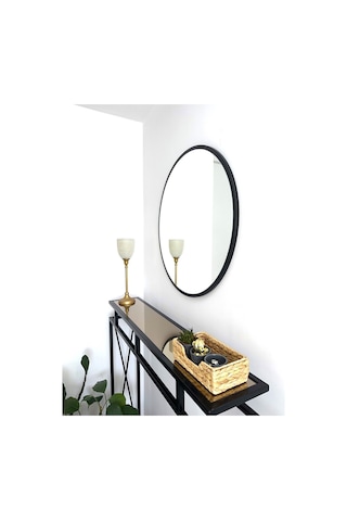 Effe Siyah Metal Çerçeveli 70 Cm Yuvarlak Ayna