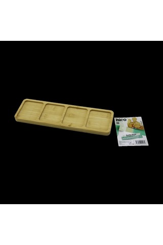 Hubrendy Tedarik 4 Bölmeli Dikdörtgen Bambu Servis Tepsisi 32.8x10x1.4 Cm 1456034