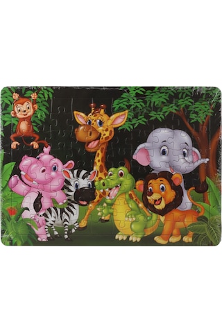 36 Parça Çocuk Puzzle + Boyama Neşeli Hayvanlar
