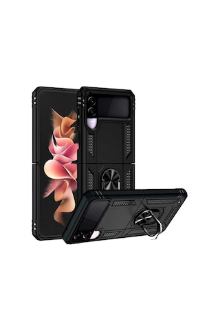 Rba Aksesuar Galaxy Uyumlu Z Flip 3 Kılıf Rba Vega Kapak - Siyah Siyah